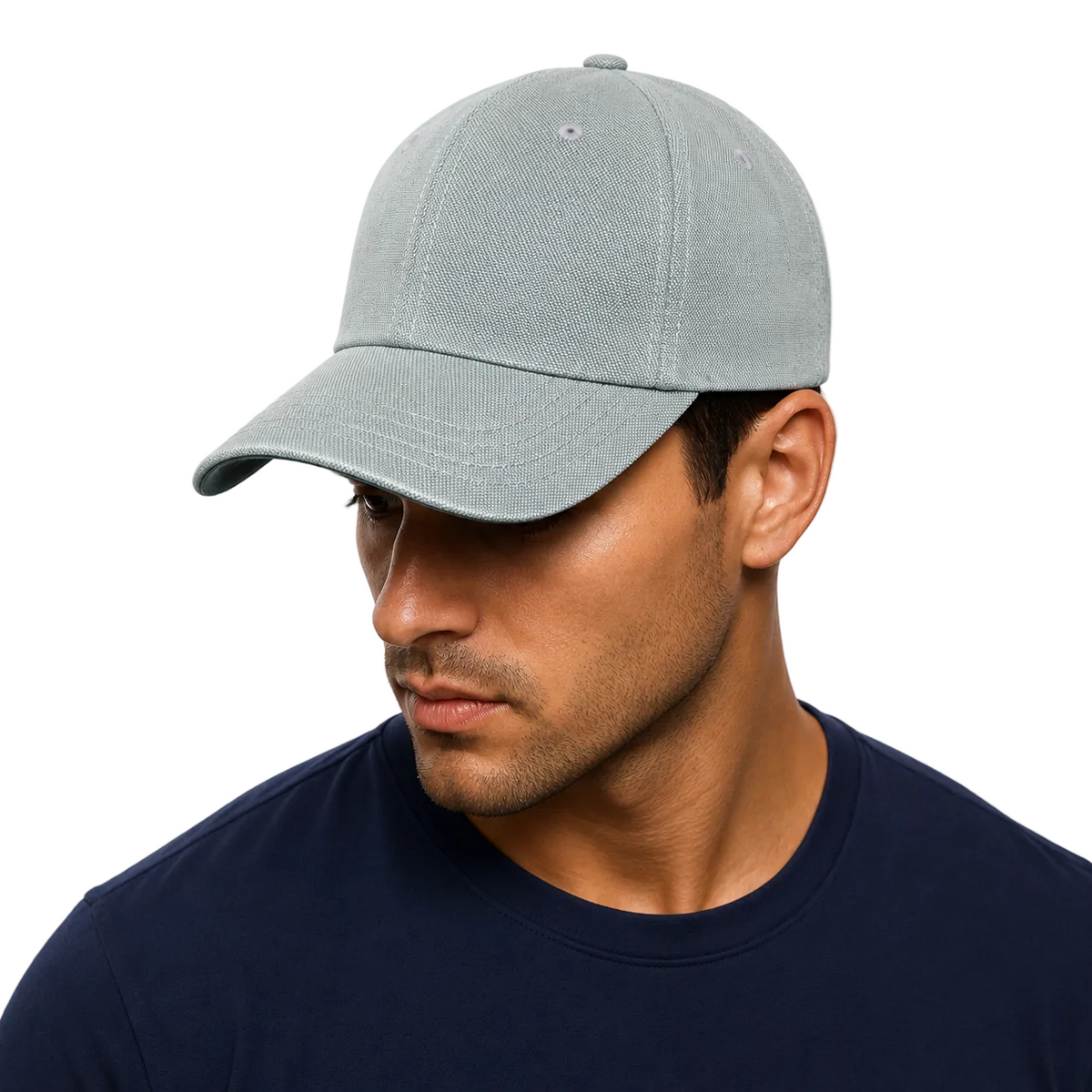 A man wearing the Halo OG1 cap in Steel Grey